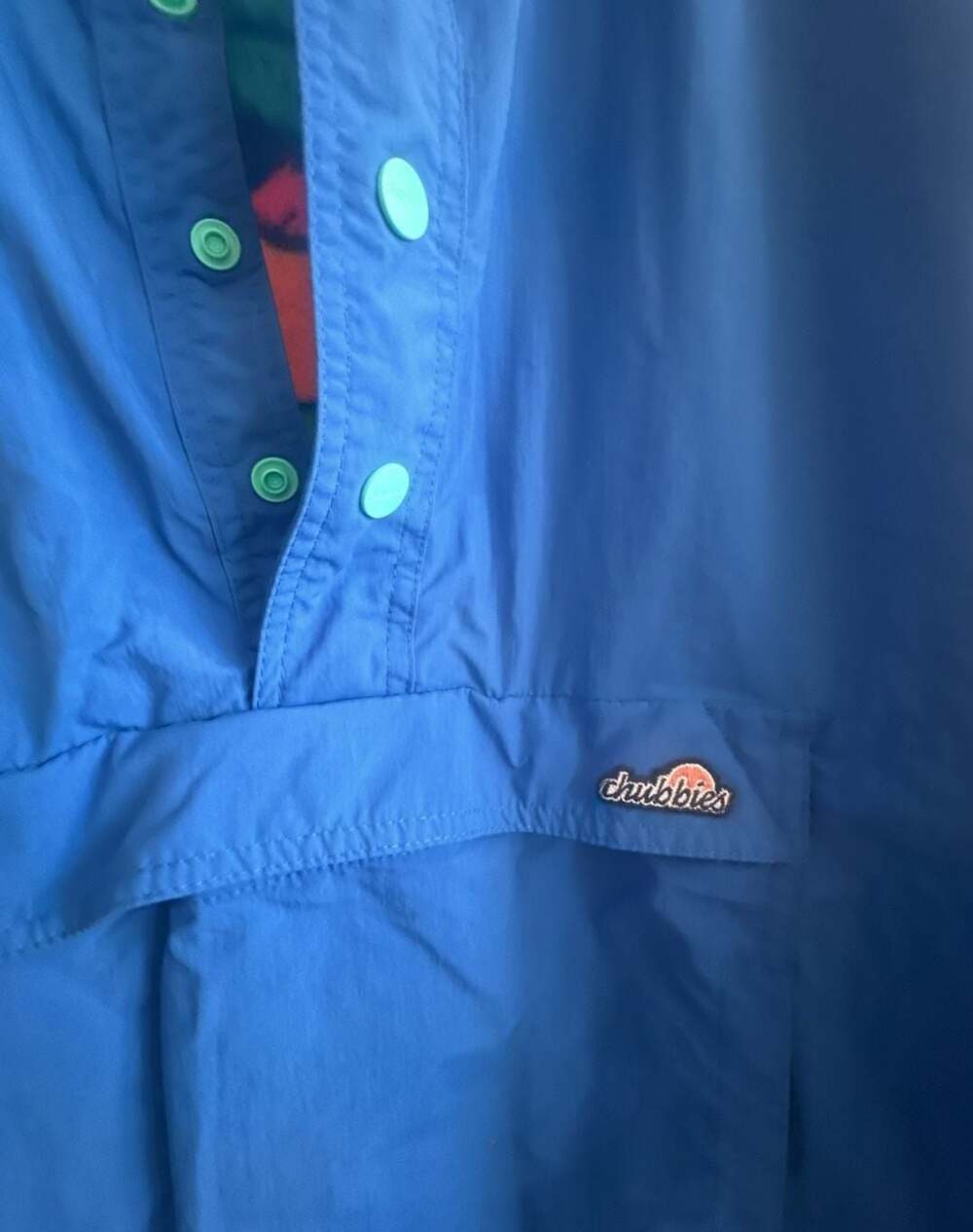 Chubbies Reversible Blue Nylon and Multicolor Pullover Anorak Jacket